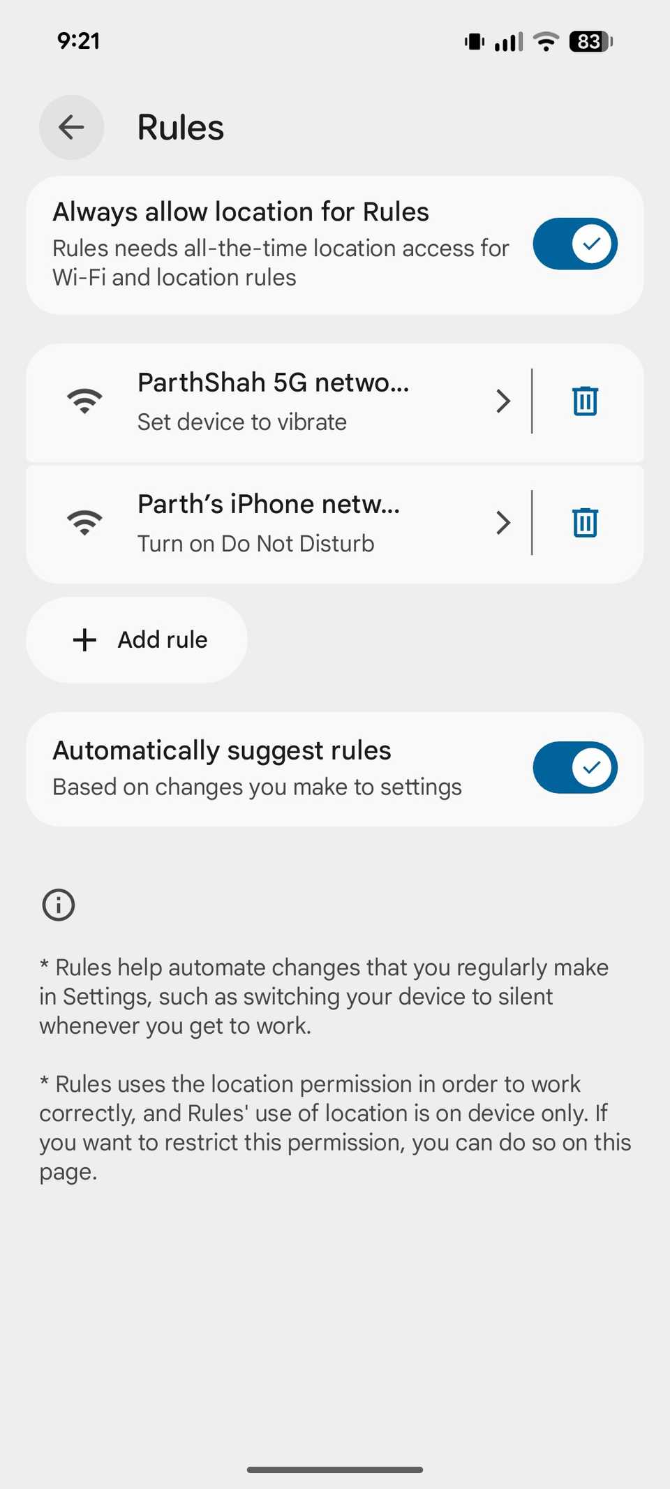 Rules menu in Pixel
