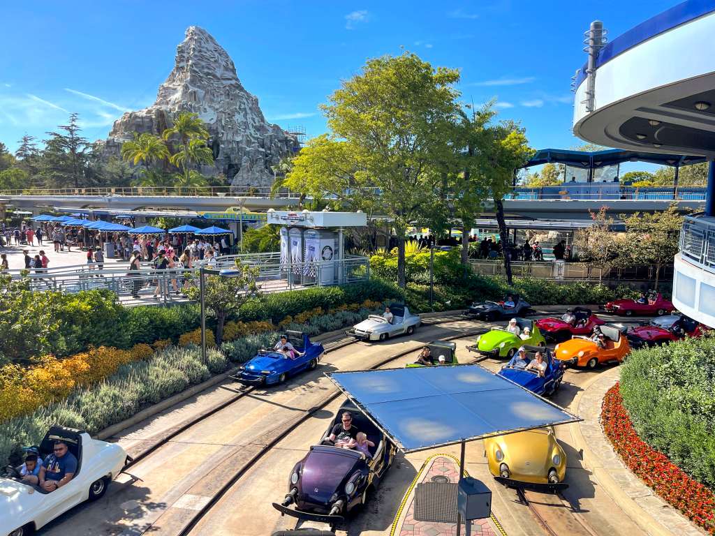 Autopia ride in Tomorrowland at Disneyland.