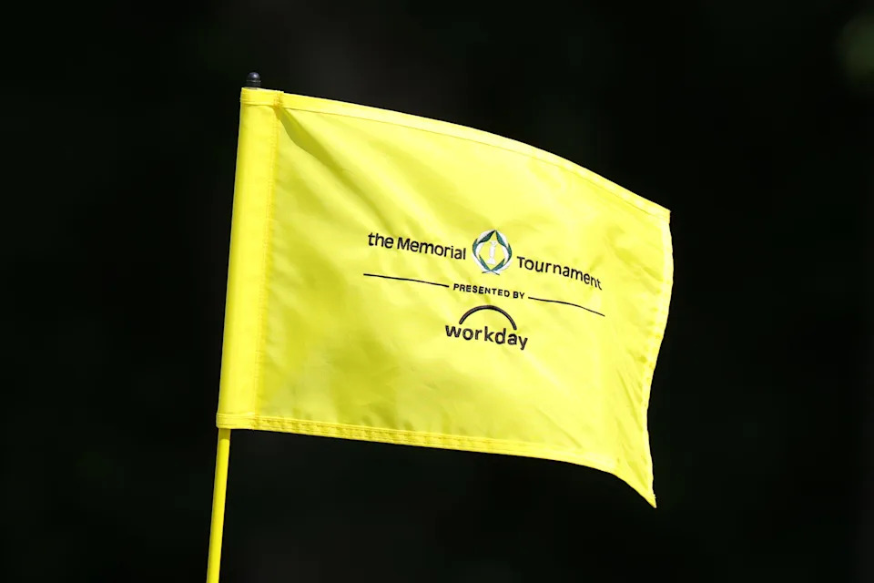 A pin flag on the second green during the second round of the the Memorial Tournament presented by Workday 2026 at Muirfield Village Golf Club on June 05, 2026 in Dublin, Ohio.