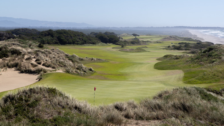 A general view of Hole 5 at the Bandon Dunes Golf Course on August 8, 2025 in Bandon, Oregon.