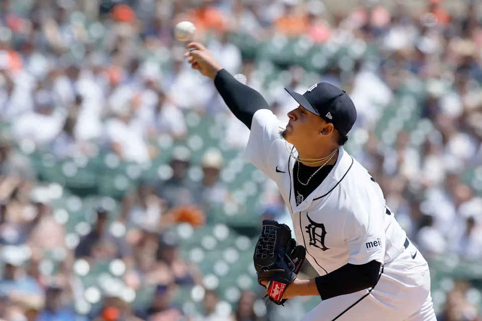 Keider Montero of the Detroit Tigers pitches against the Minnesota Twins during the first inning at Comerica Park on June 11, 2026 in Detroit.