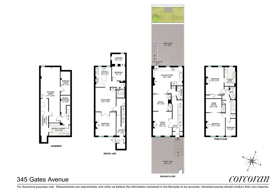 floorplan showing garden apartment and a duplex above