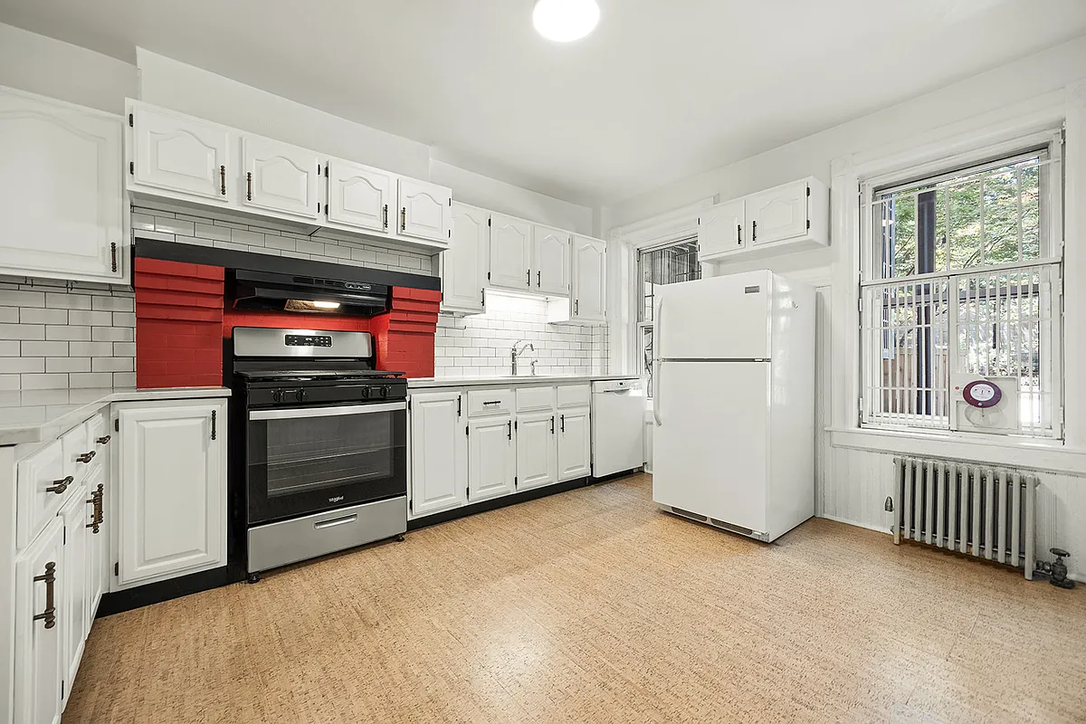 kitchen with white cabinets