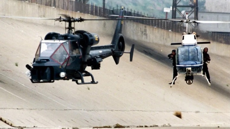 Blue Thunder tears down the Los Angeles River in Blue Thunder