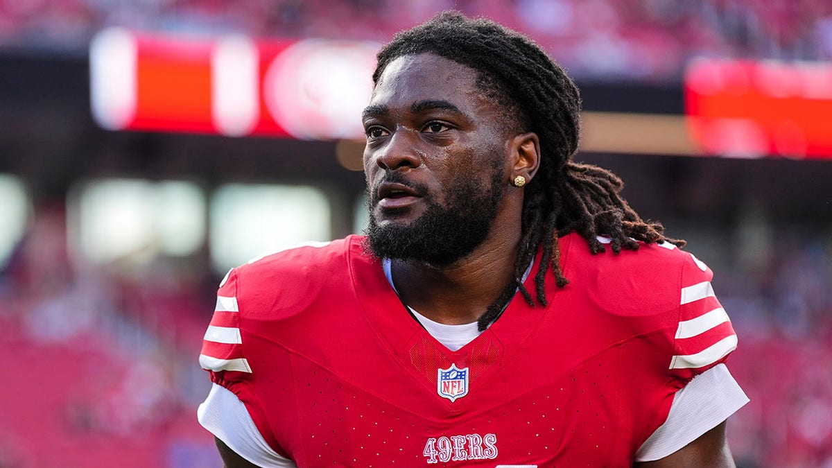 Brandon Aiyuk of the San Francisco 49ers standing on the field at Levi's Stadium