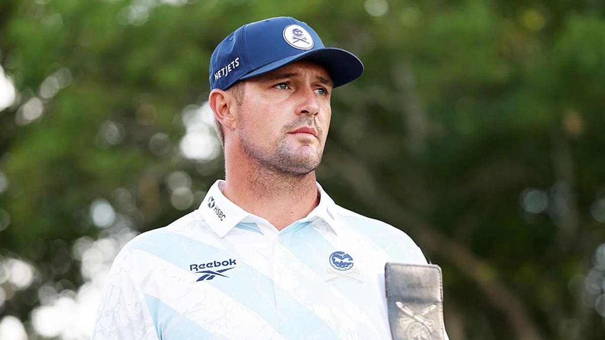 Bryson DeChambeau looking on from the second tee at Shinnecock Hills Golf Club.