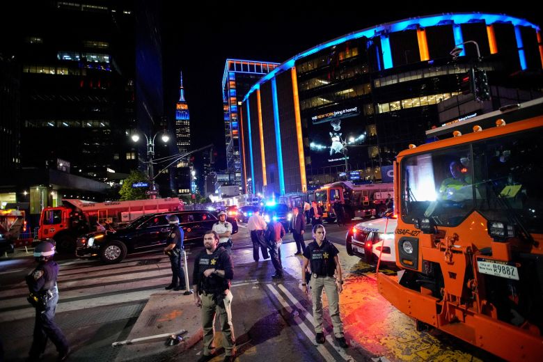Law enforcement seen outside of Madison Square Garden after Game 3 of the NBA Finals between the New York Knicks and San Antonio Spurs in New York City, on June 8.