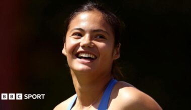 Emma Raducanu smiles after completing her opening victory at Queen's