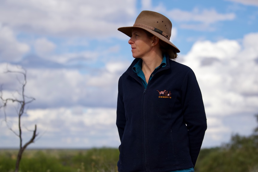 Rebecca West looks into the distance at Fort Grey near Cameron Corner.