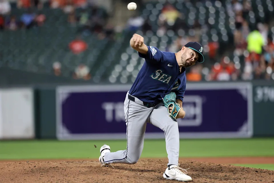 Seattle Mariners pitcher Matt Brash (47) throws during the seventh inning against the Baltimore Orioles at Oriole Park at Camden Yards. Daniel Kucin Jr.-Imagn Images