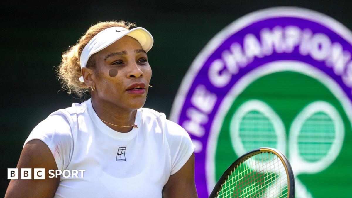 Serena Williams practises at Wimbledon