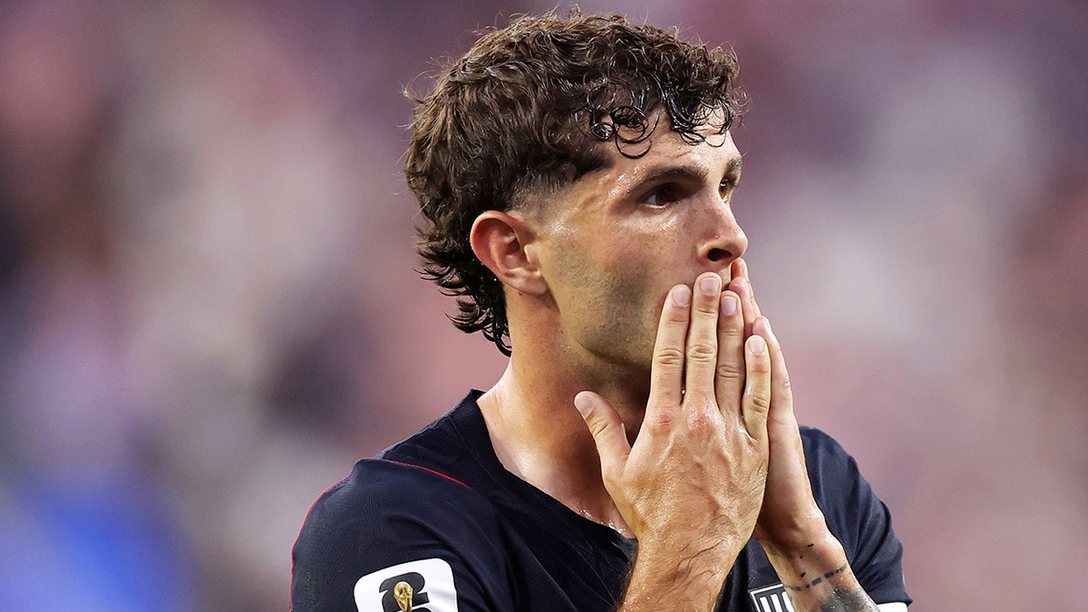 Christian Pulisic looking on during FIFA World Cup 2026 match at Los Angeles Stadium