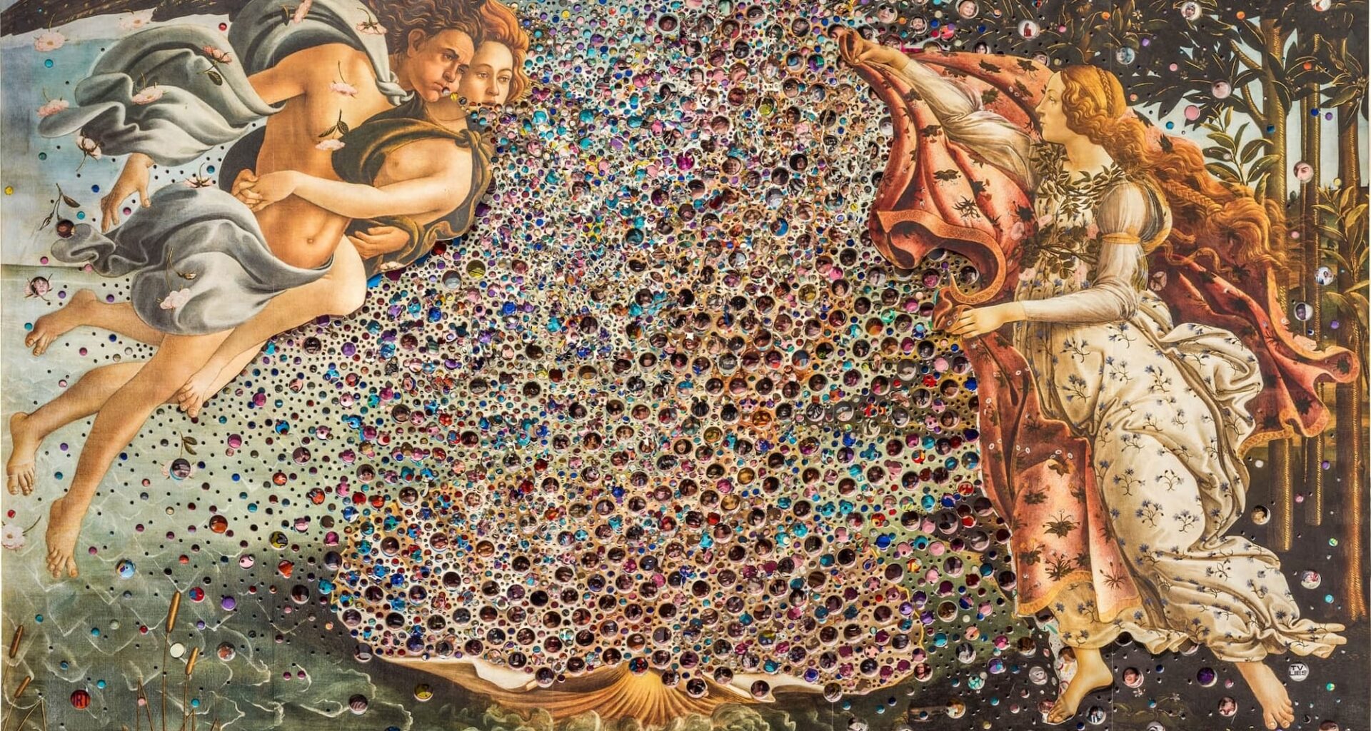 A large paper collage artwork based on the