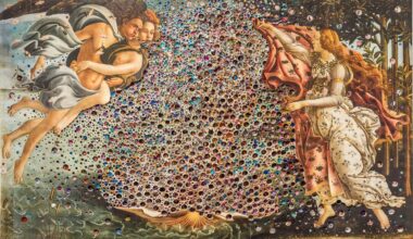 A large paper collage artwork based on the