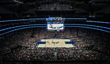 A capacity crowd at American Airlines Center watching the Dallas Wings play the Indiana Fever.