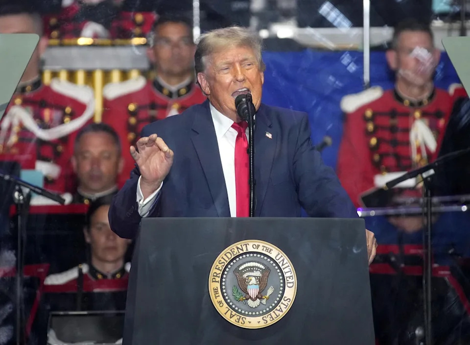 Trump has promised the ‘LARGEST FIREWORKS SHOW IN HISTORY’ though it might be too late for families with children (Getty Images)