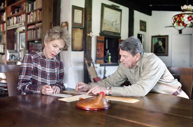 U.S. President Ronald Reagan U.S. President Ronald Reagan and U.S. First Lady Nancy Reagan voting by absentee ballot in the 1988 U.S. presidential election, Rancho del Cielo, Santa Barbara, California, USA, President Ronald Reagan White House Photographic Office, October 29, 1988. (Photo by: Circa Images/GHI/Universal History Archive/Universal Images Group via Getty Images)