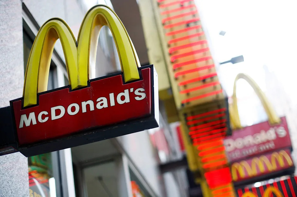 The McDonald's sign is seen outside its store at the Times Square in New York June 9, 2008.