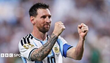Lionel Messi and his Argentina team-mates