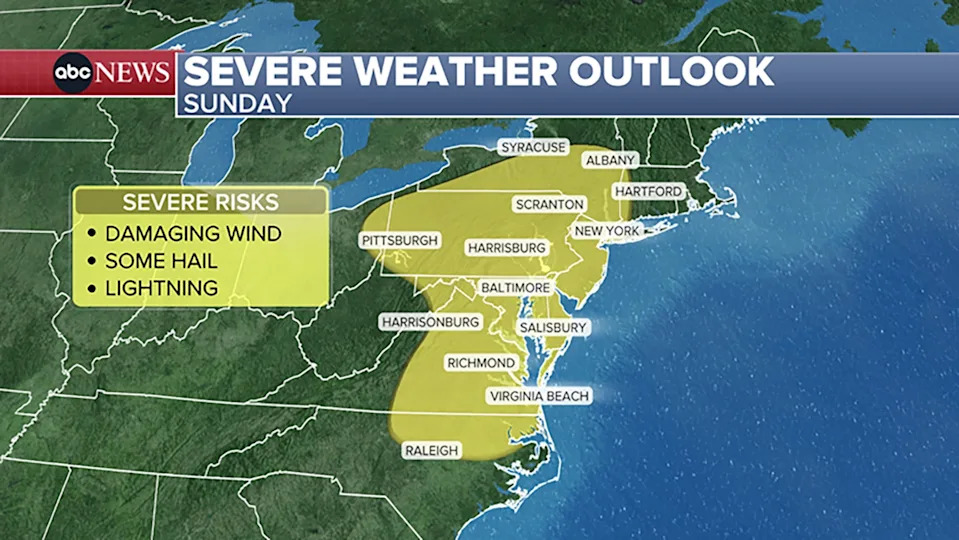 ABC News - PHOTO: Severe weather outlook, Sunday