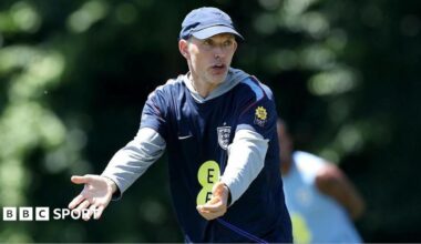 Thomas Tuchel taking training for England in Kansas City