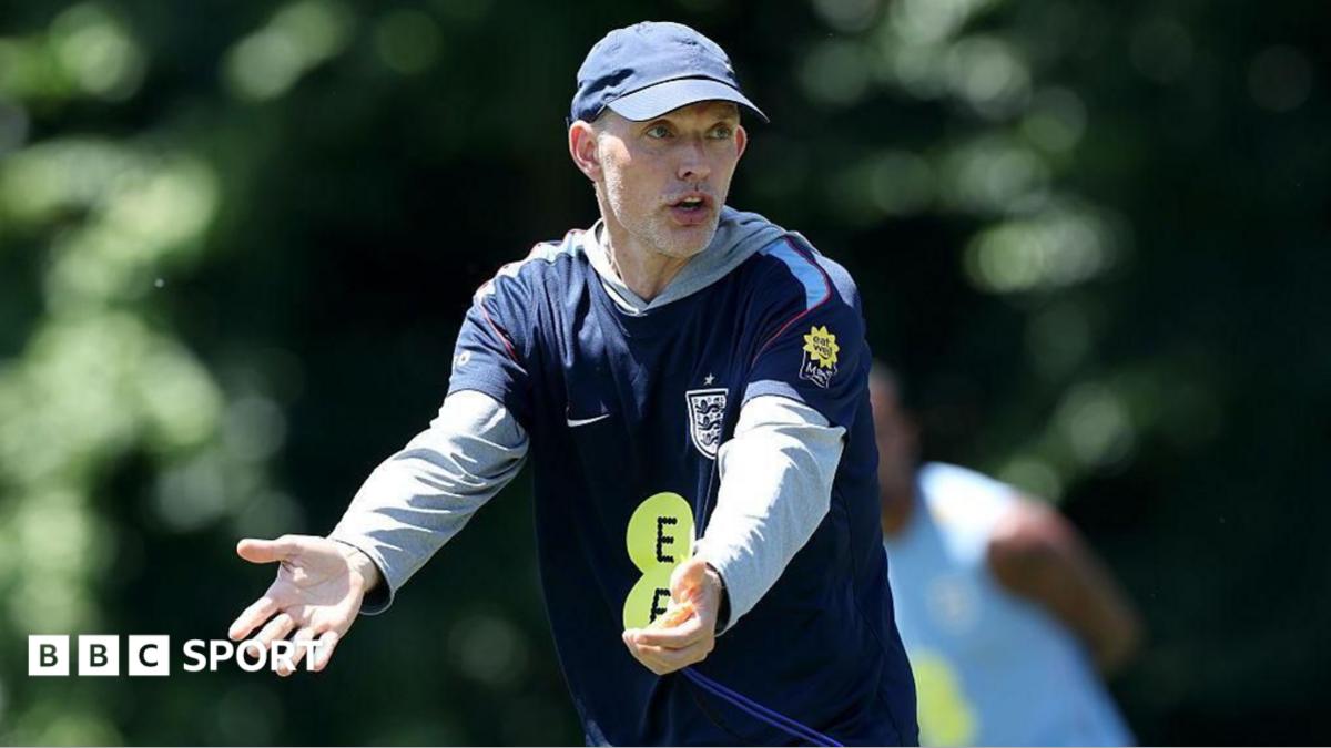 Thomas Tuchel taking training for England in Kansas City