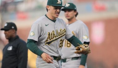 Athletics' Zack Gelof loses hit streak at 24 games after getting spiked on his right hand :: WRAL.com