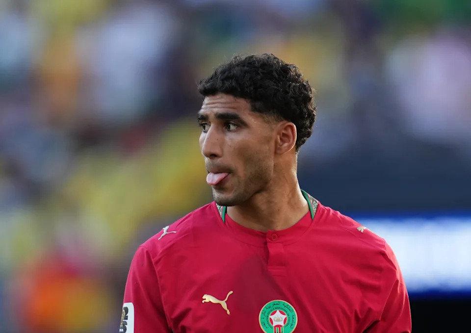 Achraf Hakimi (Morocco) looks on during Group C FIFA World Cup 2026, Brazil and Morocco, Met Life Stadium, New jersey, USA on June 14 2026. (Photo by Ulrik Pedersen/NurPhoto via Getty Images)