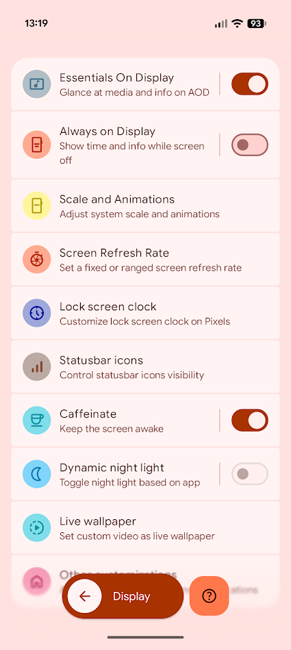 home menu in essentials app