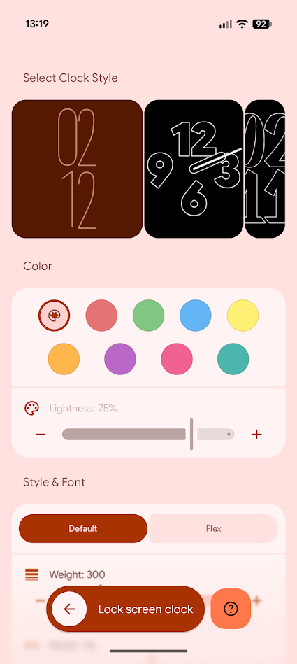 lock screen clock for essentials app