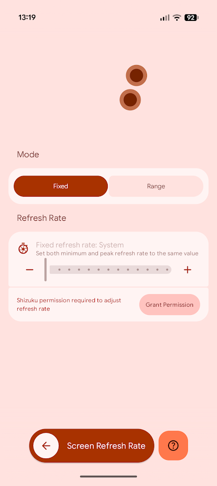refresh rate settings in essentials app