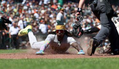 Athletics score 4 times with 2 out in the 9th inning, rally to beat the Giants 9-6 :: WRAL.com