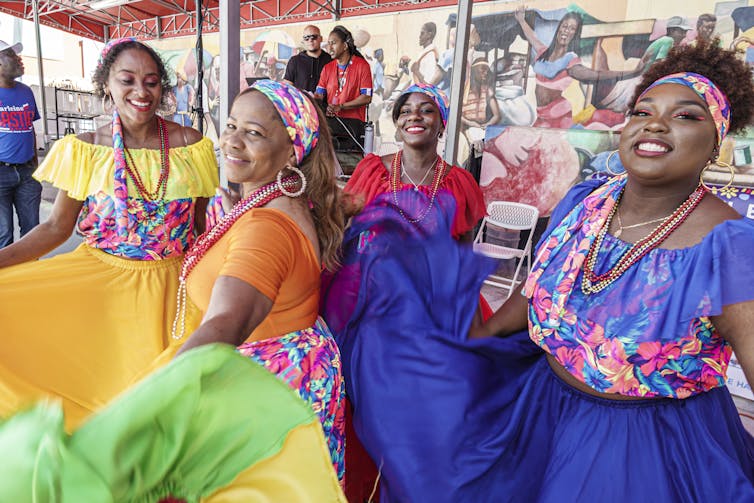 Haitian women in colorful traditional dress