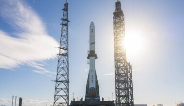 Blue Origin's New Glenn rocket on the launch pad