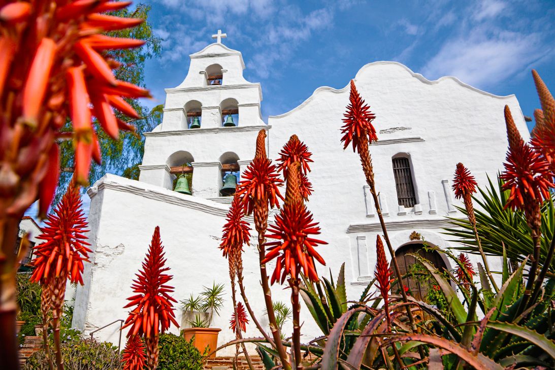 Mission Basilica San Diego de Alcala was California's first mission. The Franciscan mission is open for tours but remains an active worship site.