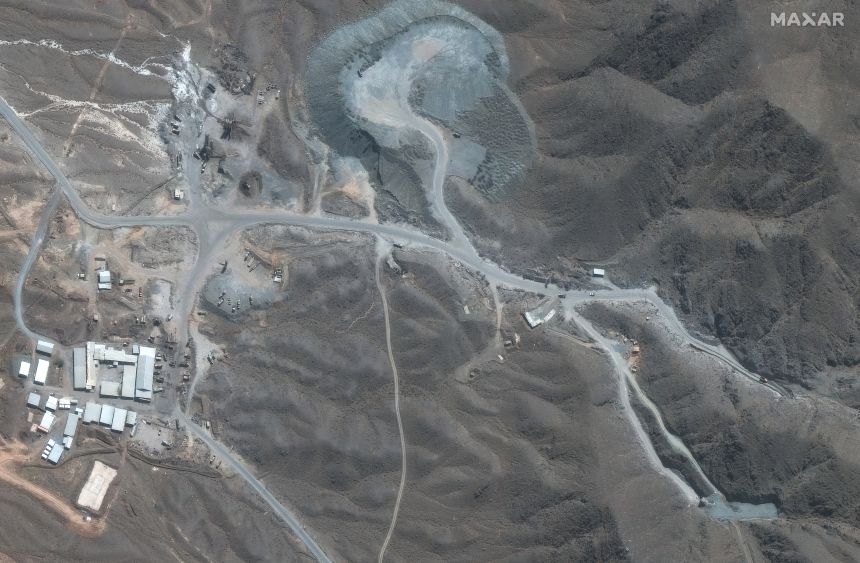 Satellite image shows concrete batch plant and central adits to underground tunnel complex near Natanz nuclear facility on September 16, 2025.