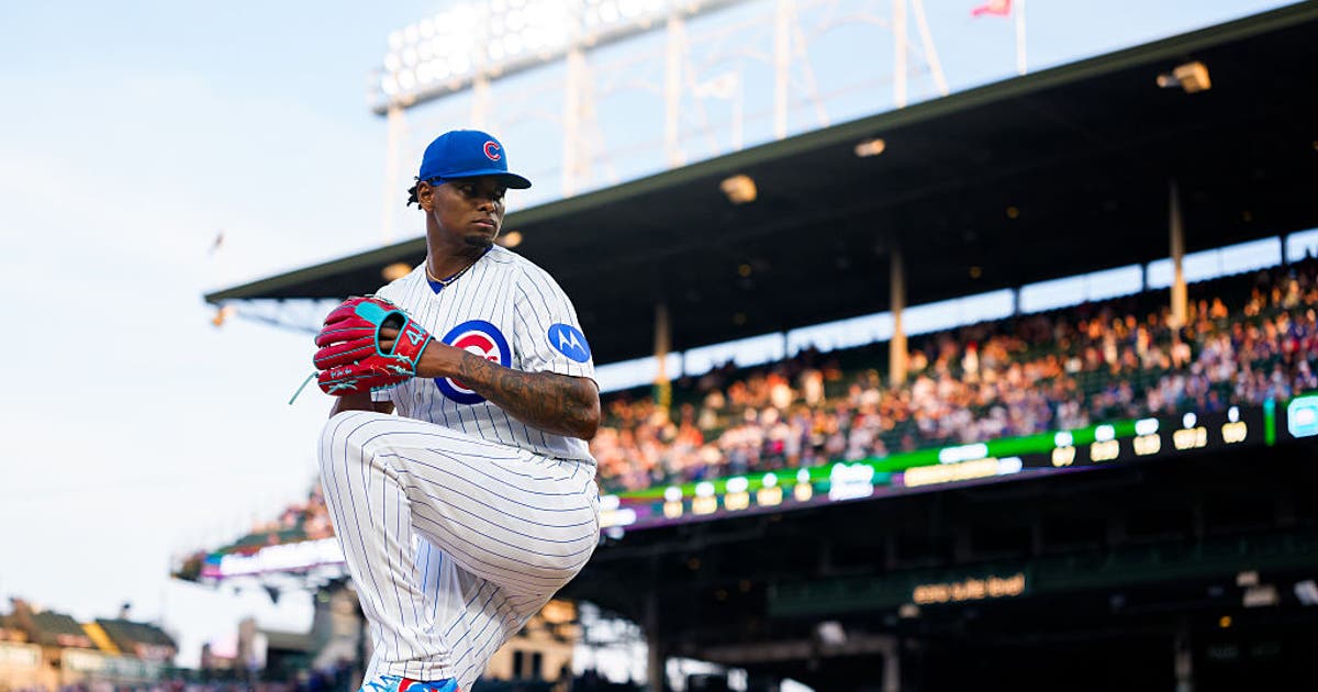 Cubs pitcher Edward Cabrera carted off the field with a left leg injury