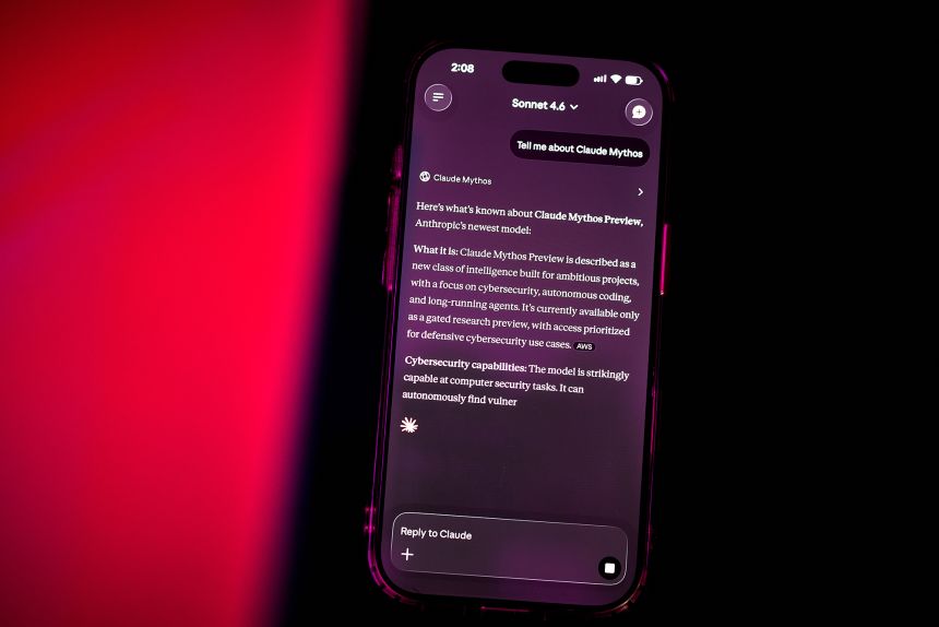 The Anthropic Claude app on a smartphone arranged in Forest Hills, New York, on April 22. Anthropic PBC has said its new artificial intelligence tool, Claude Mythos Preview, is too powerful to release to the general public.