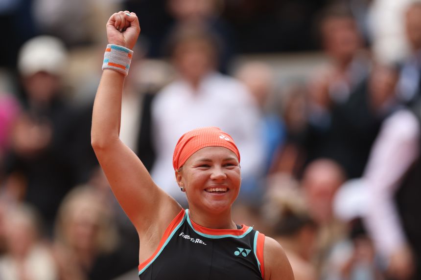 Diana Shnaider after her stunning win against Aryna Sabalenka at Roland Garros this year.