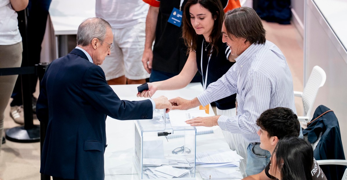 Florentino Pérez winning the election with around 65% of the votes, per exit polls