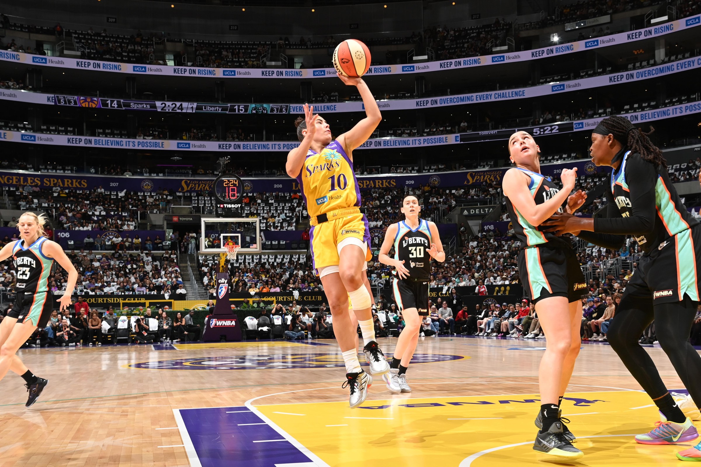 Kelsey Plum is second in the league in scoring at 23.9 points per game, but the Sparks are only 8-8.