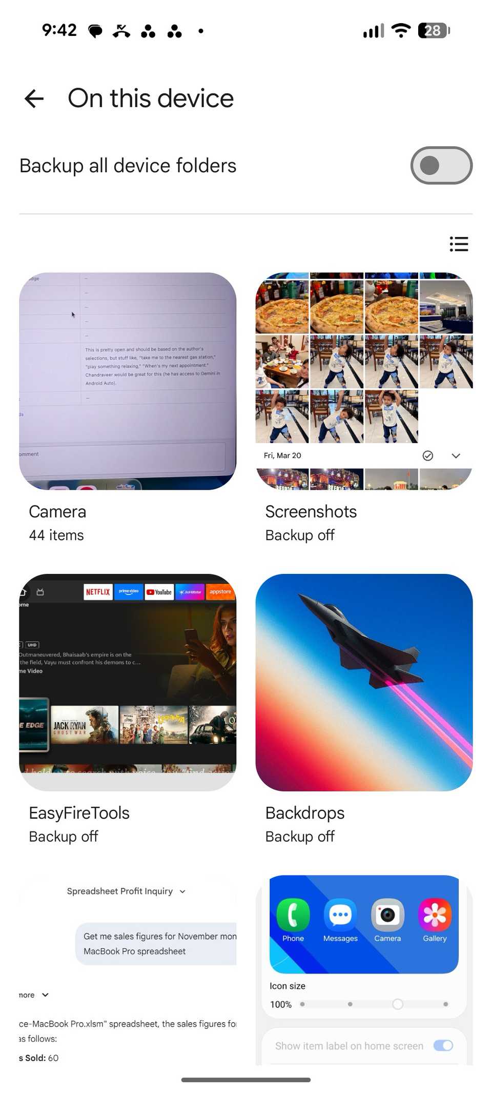 On this device menu in Google Photos