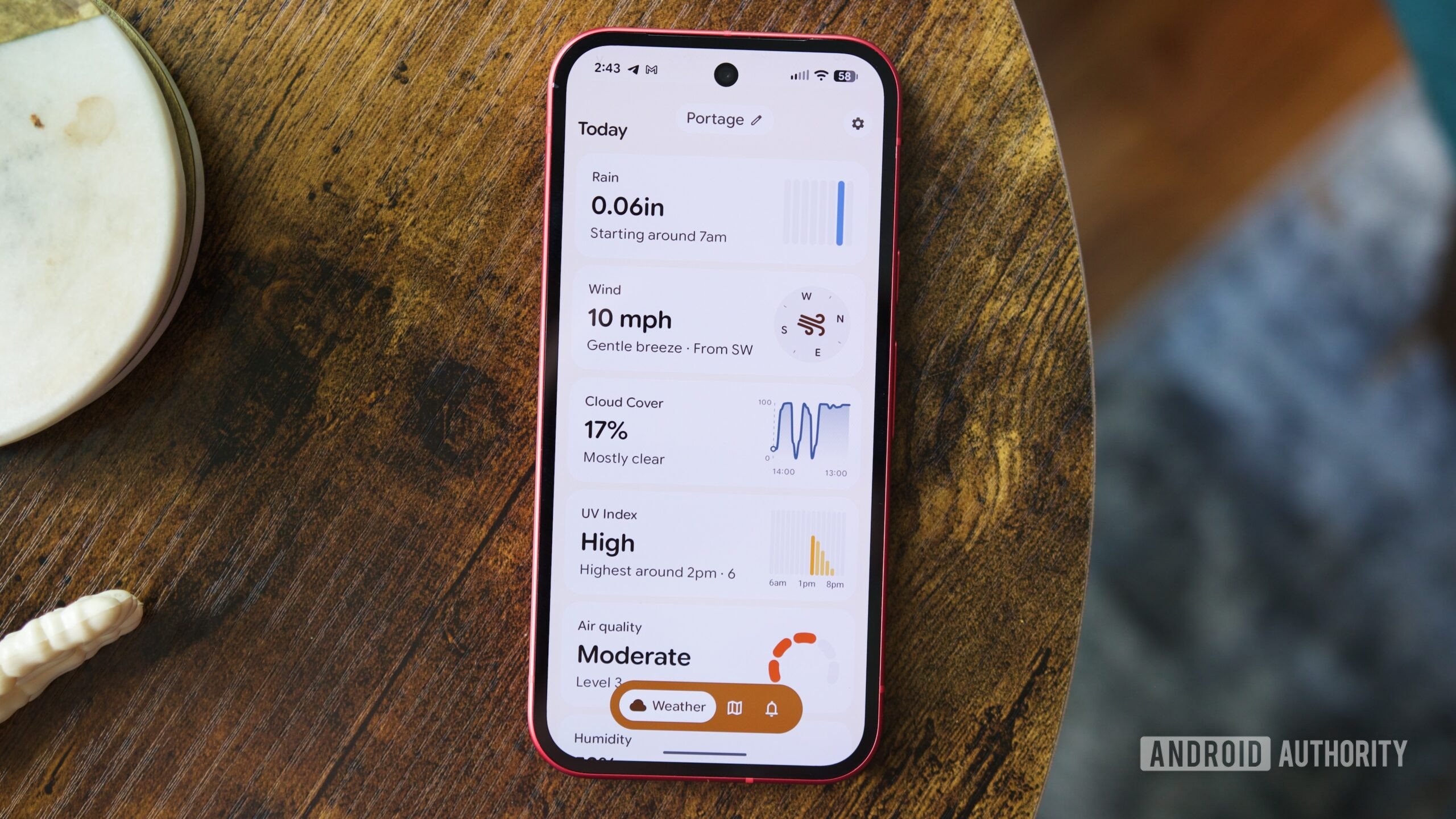 gradient weather widgets hero Gradient Weather app running on an Android phone.