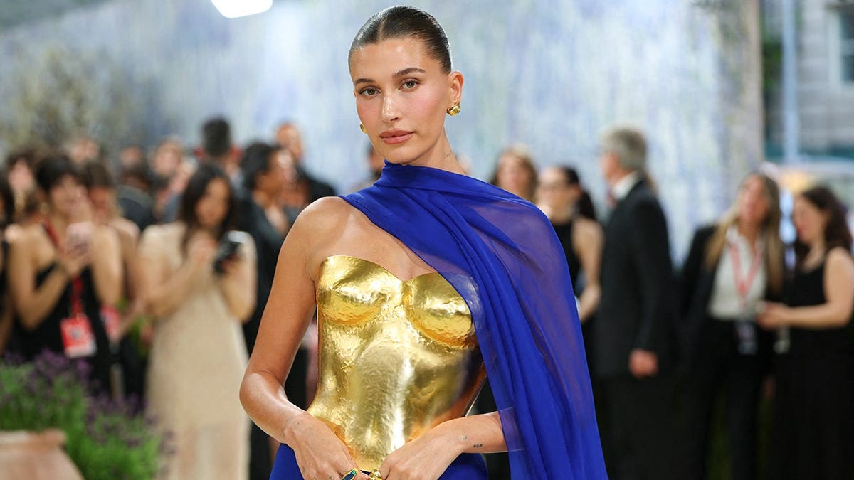 Hailey Bieber at the Met Gala in New York in May 2026.