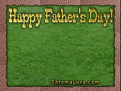 a father 's day card with a football on the grass