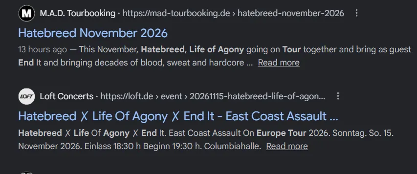 End It Search Results