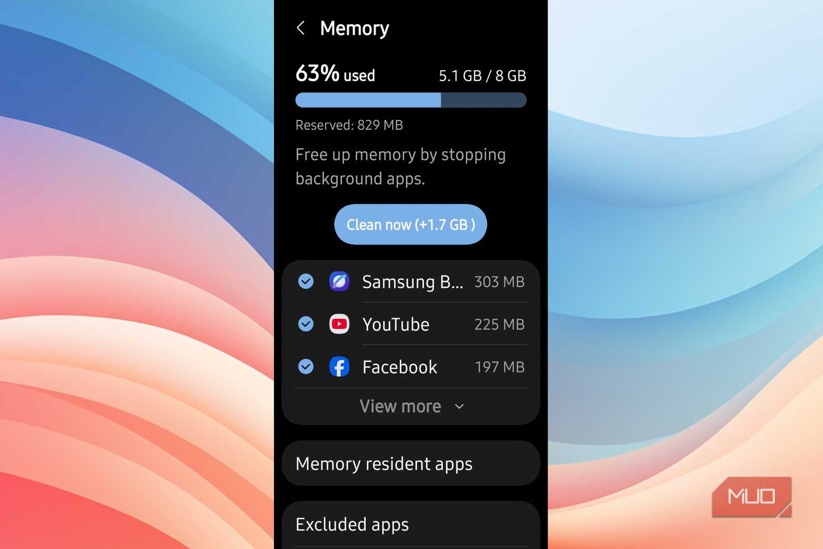 How much memory is used in Android