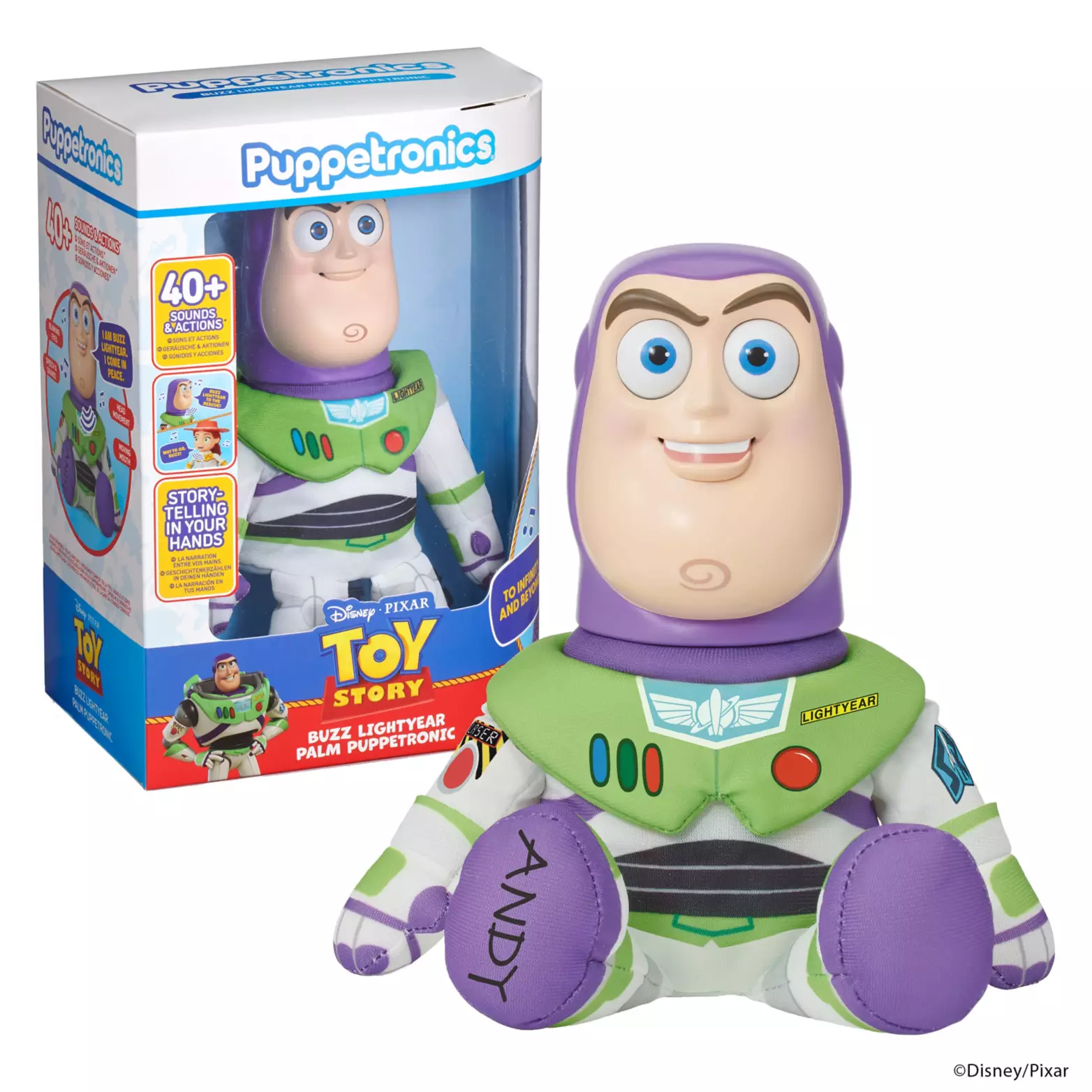 This Puppetronic action figure has a moving head and mouth, blinking eyes, and has over 40 actions and sounds. He says some of his iconic phrases, like