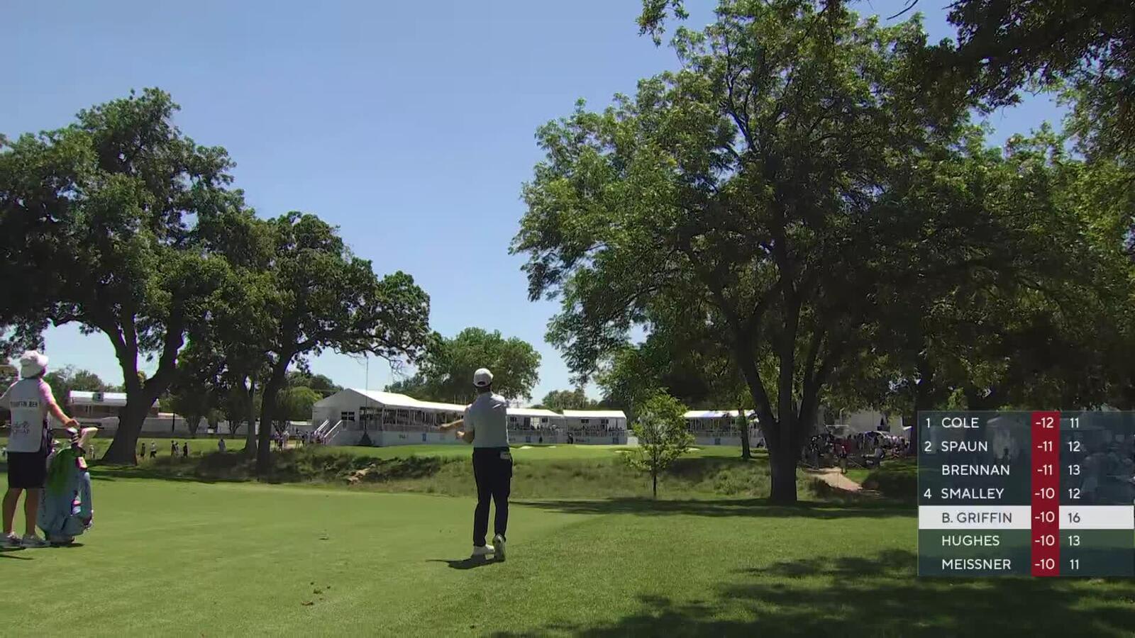 Ben Griffin sinks 25-foot putt for birdie on No. 17 at Charles Schwab