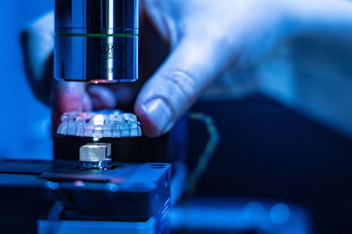 image of a microscope in use